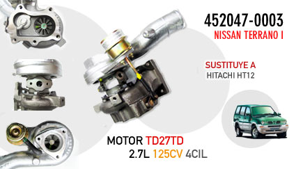 Turbo de sustitución para Nissan Terrano I - Motor TD27TD