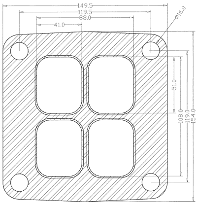 junta 210200 mostrando cotas y dimensiones