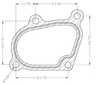 junta 410197-0001 mostrando cotas y dimensiones