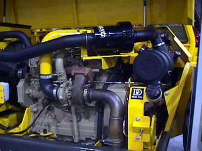 photo of machinery shwoing the CAT horizontal ( Turbo II ) precleaner