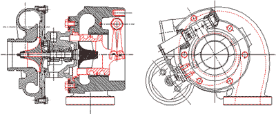 Diagrama del turbo Variable Nozzle Turbine Turbo de configuración standard