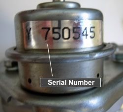 Sticker showing the Toyota Serial Number on the valve