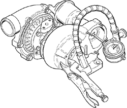 Diagrama con la válvula del turbo y el reloj para medir la presión